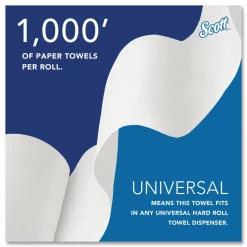 Scott Hardwound 1-Ply Paper Towels, 60% Recycled, 1000' Per Roll, Pack Of 12 Rolls