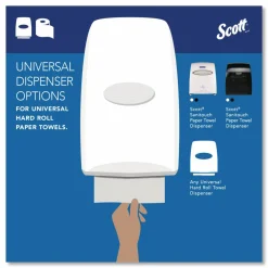 Scott Hardwound 1-Ply Paper Towels, 60% Recycled, 1000' Per Roll, Pack Of 12 Rolls