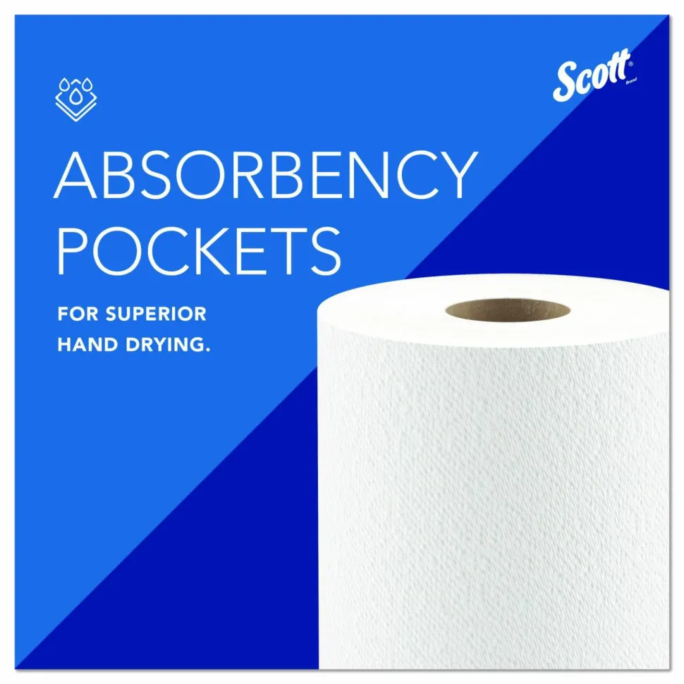 Scott Kitchen Paper Towels, Fast-Drying Absorbency Pockets, 1-Ply, 80% Recycled, 128 Sheets Per Roll, Pack Of 20 Rolls