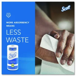 Scott Kitchen Paper Towels, Fast-Drying Absorbency Pockets, 1-Ply, 80% Recycled, 128 Sheets Per Roll, Pack Of 20 Rolls