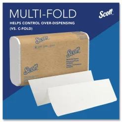 Scott Multi-Fold Towels, Absorbency Pockets, 1-Ply, 9.2 x 9.4, White, 250 Sheets/Pack, 12 Packs/Carton