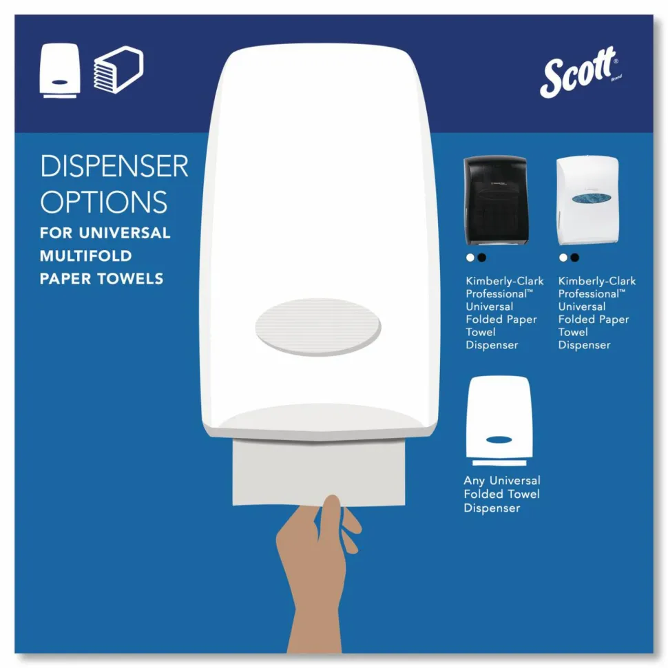 Scott Multi-Fold Towels, Absorbency Pockets, 1-Ply, 9.2 x 9.4, White, 250 Sheets/Pack, 12 Packs/Carton