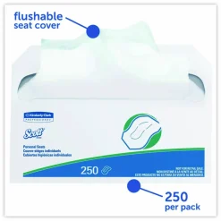 Scott Personal Seats Toilet Seat Covers, 14.5 x 17, White, 250/Pack, 20 Packs/Carton