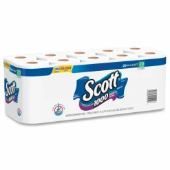 Scott 1-Ply Toilet Paper, 1000 Sheets Per Roll, Pack Of 20 Rolls