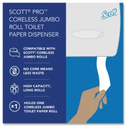 Scott Pro Coreless Jumbo Roll Tissue Dispenser, EZ Load, 14.38 x 6 x 9.75, Stainless Steel
