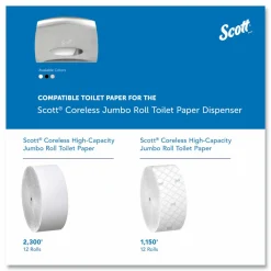 Scott Pro Coreless Jumbo Roll Tissue Dispenser, EZ Load, 14.38 x 6 x 9.75, Stainless Steel