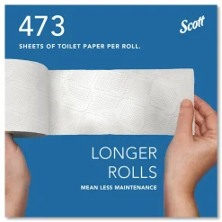 Scott Professional 100% Recycled Fiber Standard Toilet Paper, Elevated Design, 2-Ply, Individually Wrapped, 473 Sheets Per Roll, Pack Of 80 Rolls