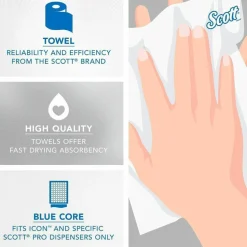 Scott Pro 1-Ply Hard Roll Paper Towels, with Absorbency Pockets, White, 900' Per Roll, Pack Of 6 Rolls