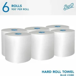 Scott Pro 1-Ply Hard Roll Paper Towels, with Absorbency Pockets, White, 900' Per Roll, Pack Of 6 Rolls