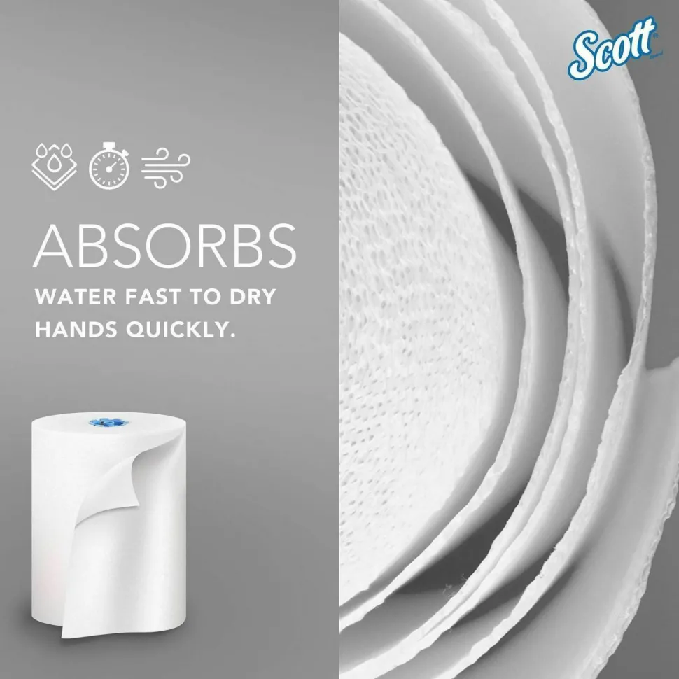 Scott Pro 1-Ply Hard Roll Paper Towels, with Absorbency Pockets, White, 900' Per Roll, Pack Of 6 Rolls