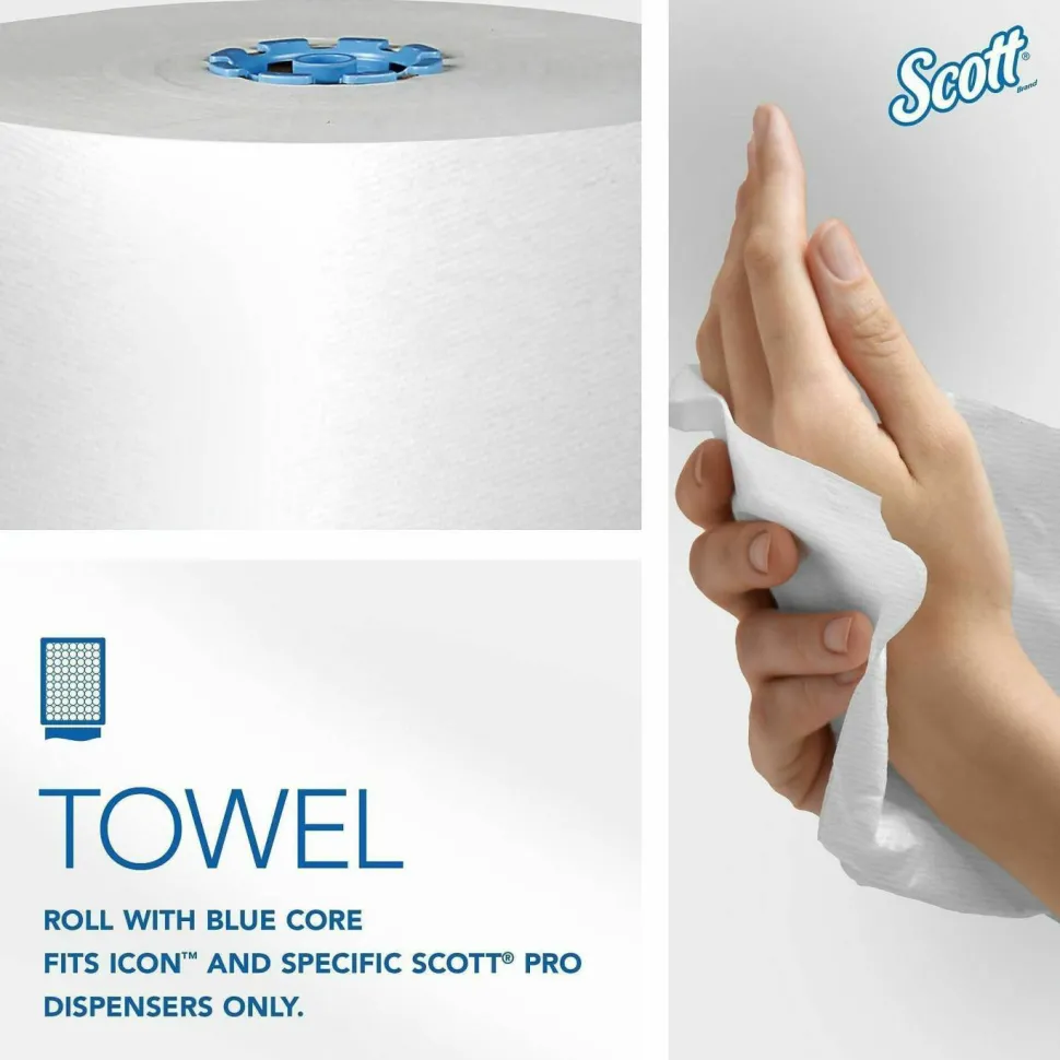 Scott Pro 1-Ply Hard Roll Paper Towels, with Absorbency Pockets, White, 900' Per Roll, Pack Of 6 Rolls