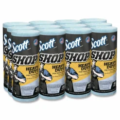 Scott Pro Shop Towels, Heavy Duty, 1-Ply, 10.4 x 11, Blue, 12 Rolls/Carton