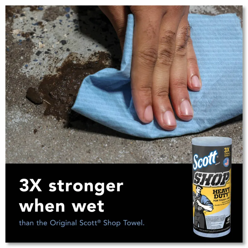 Scott Pro Shop Towels, Heavy Duty, 1-Ply, 10.4 x 11, Blue, 12 Rolls/Carton