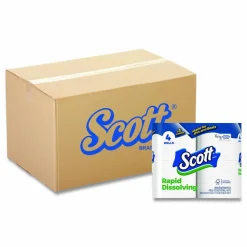 Scott Rapid-Dissolving Toilet Paper, Bath Tissue, Septic Safe, 1-Ply, White, 231 Sheets/Roll, 4/Rolls/Pack, 12 Packs/Carton
