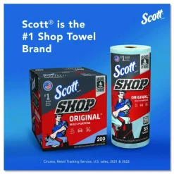 Scott Shop Towels, POP-UP Box, 1-Ply, 9 x 12, Blue, 200/Box, 8 Boxes/Carton