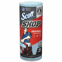 Scott Shop Towels, Standard Roll, 1-Ply, 9.4 x 11, Blue, 55/Roll, 30 Rolls/Carton
