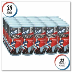 Scott Shop Towels, Standard Roll, 1-Ply, 9.4 x 11, Blue, 55/Roll, 30 Rolls/Carton