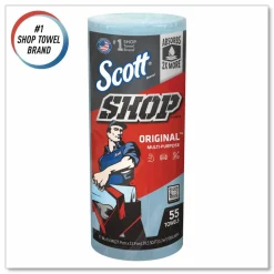 Scott Shop Towels, Standard Roll, 1-Ply, 9.4 x 11, Blue, 55/Roll, 30 Rolls/Carton
