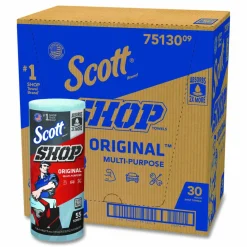 Scott Shop Towels, Standard Roll, 1-Ply, 9.4 x 11, Blue, 55/Roll, 30 Rolls/Carton