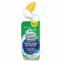 Scrubbing Bubbles Power Stain Destroyer Toilet Bowl Disinfectant, Rainshower Scent, 24 oz Bottle, 6/Carton