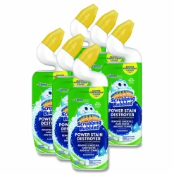 Scrubbing Bubbles Power Stain Destroyer Toilet Bowl Disinfectant, Rainshower Scent, 24 oz Bottle, 6/Carton