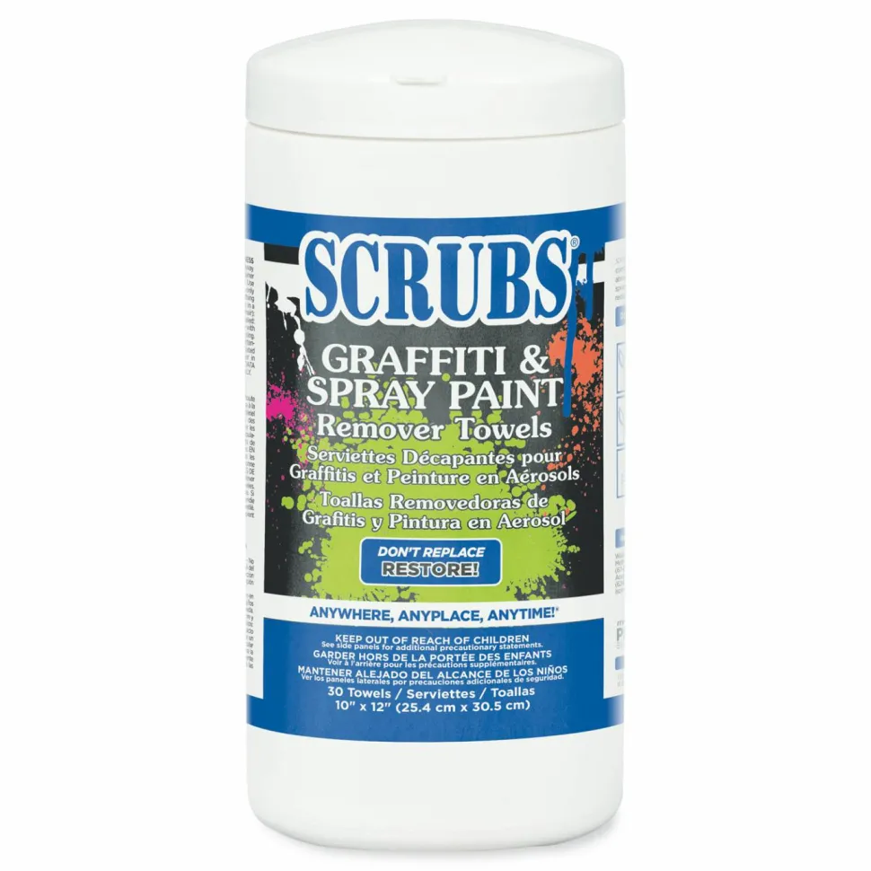 SCRUBS Graffiti/Spray Paint Remover Towels - Towel - 30 / Tub - 6 / Carton - White