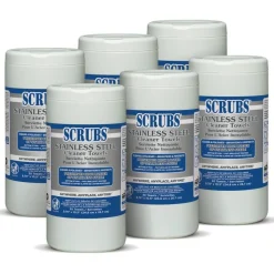 SCRUBS Stainless Steel Cleaner Wipes, Citrus Scent, 32 Oz Bottle, 30 Towel Per Pack, Case Of 6
