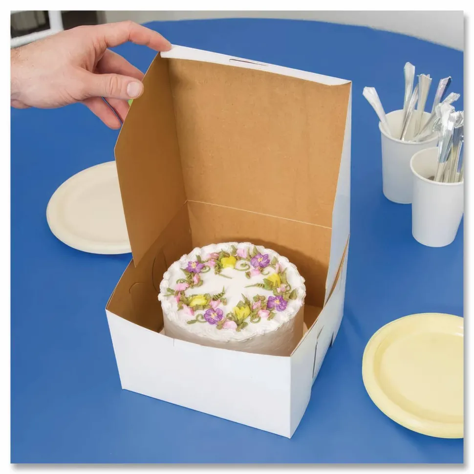 SCT White One-Piece Non-Window Bakery Boxes, 8 x 8 x 5, White, Paper, 100/Carton