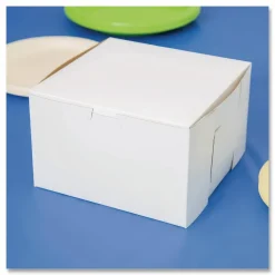 SCT White One-Piece Non-Window Bakery Boxes, 8 x 8 x 5, White, Paper, 100/Carton