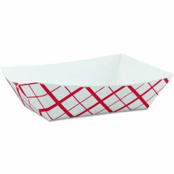 SCT Paper Food Baskets, 3 lb Capacity, 7.2 x 4.95 x 1.94, Red/White, Paper, 500/Carton