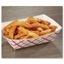 SCT Paper Food Baskets, 2 lb Capacity, Red/White, Paper, 1,000/Carton