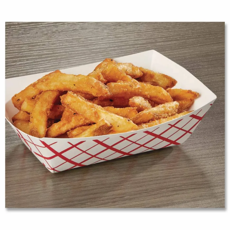 SCT Paper Food Baskets, 0.5 lb Capacity, 4.58 x 3.2 x 1.25, Red/White, Paper, 1,000/Carton