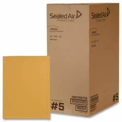 Sealed Air Jiffylite Bubble Cushioned Mailers - Padded - #5 - 10 1/2" Width x 16" Length - Peel & Seal - Gold - Kraft - 80 / Carton