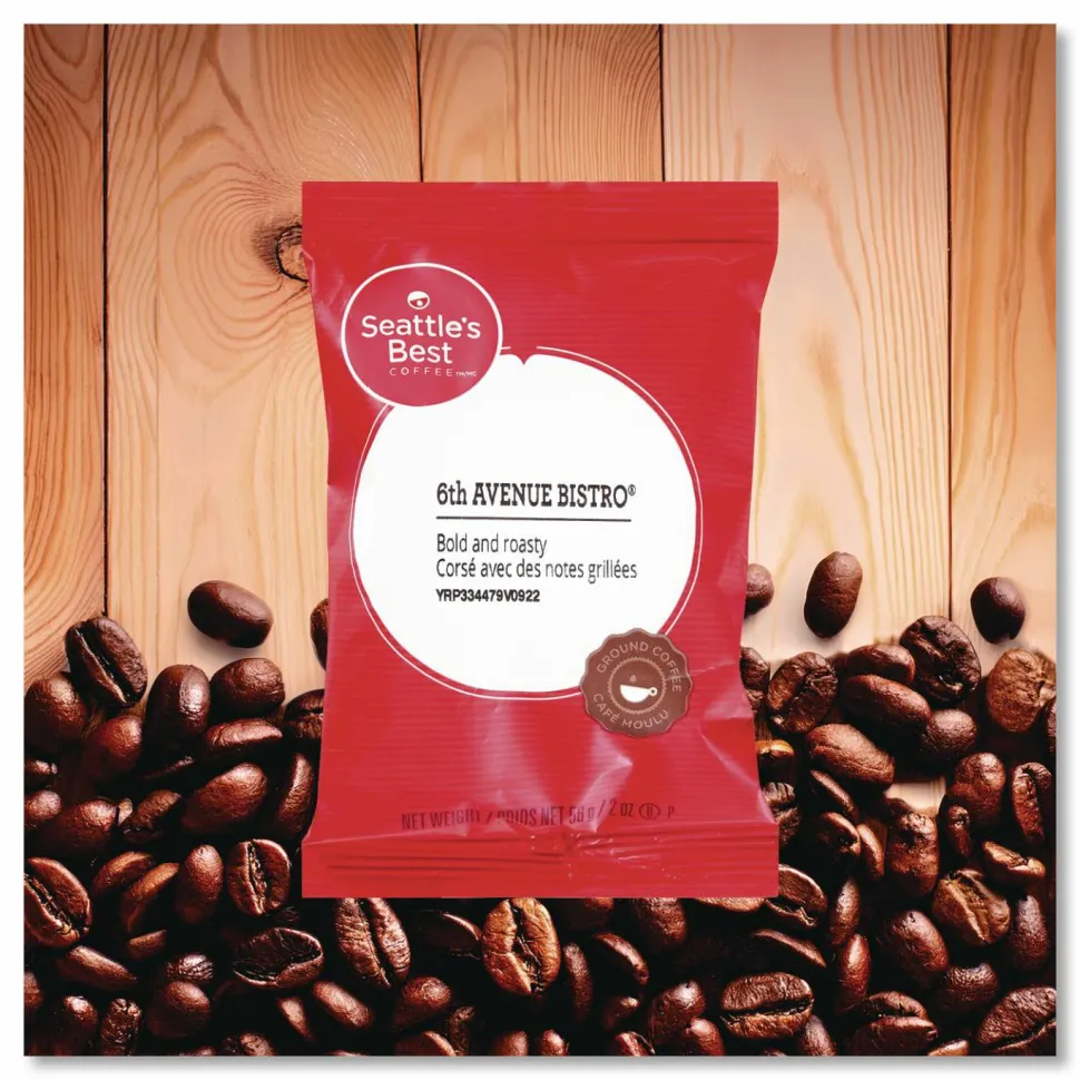 Seattle's Best Pre-measured Coffee Packs, Level 4-6th Avenue Bistro, Medium Roast, 18 Packs