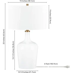 Sebago 25" Tall Table Lamp with Fabric Shade in White/White