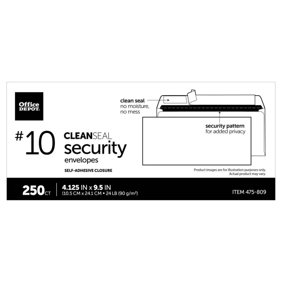 #10 Security Envelopes, 4-1/8" x 9-1/2", Clean Seal, White, Box Of 250