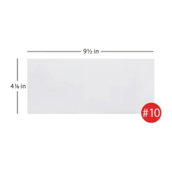 #10 Security Envelopes, 4-1/8" x 9-1/2", Gummed Seal, White, Box Of 500