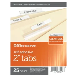 Self-Adhesive Tabs With Printable Inserts, 2", Clear, Pack Of 25