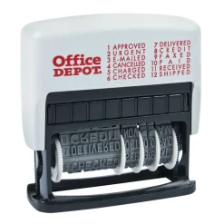 Self-Inking 12-in-1 Micro Message Stamp Dater, 1-1/16” x 5/32 Impression, Black Ink