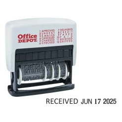 Self-Inking 12-in-1 Micro Message Stamp Dater, 1-1/16” x 5/32 Impression, Black Ink