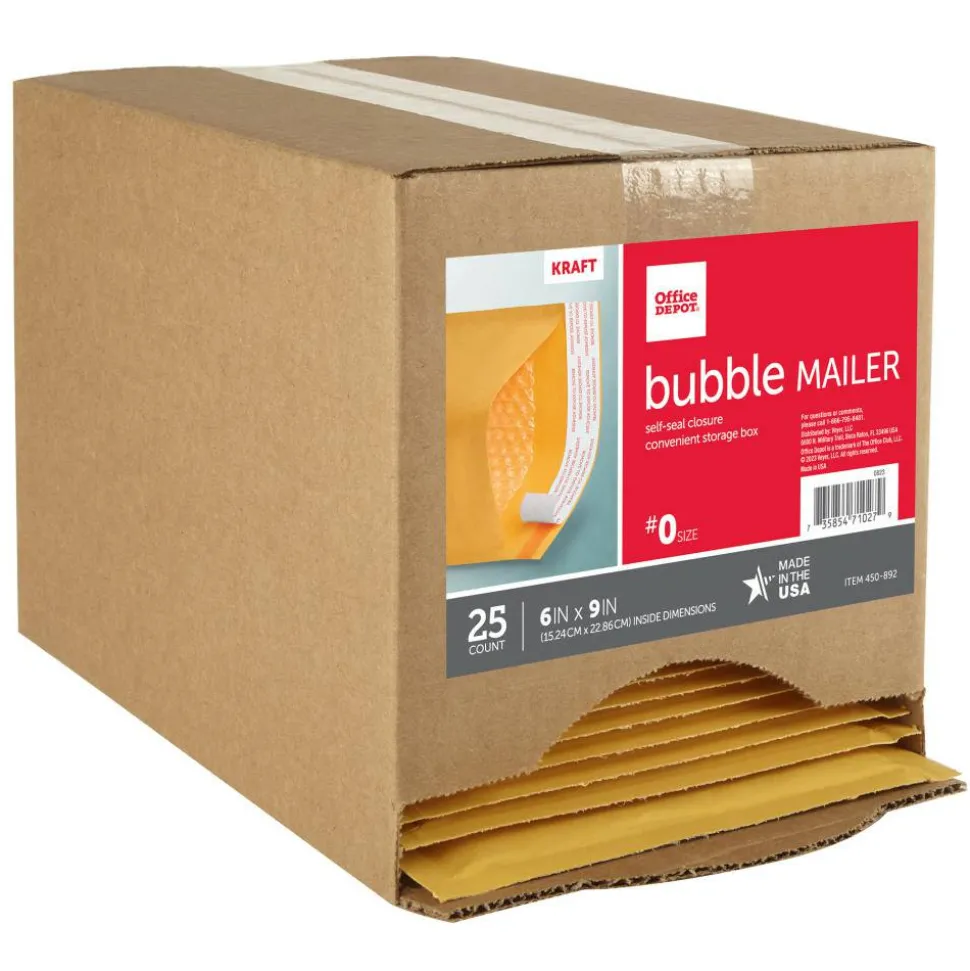 Self-Sealing Bubble Mailers, Size 2, 8 1/2" x 11", Pack Of 12
