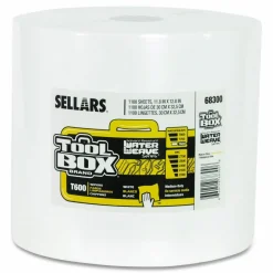 Sellars TOOLBOX WaterWeave T600 Wipers, 1-Ply, 11.8 x 12.8, White, 1,100 Sheets/Roll