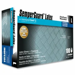 SemperGuard Latex Powdered Gloves, Large, 4 mil Thick, 9.45
