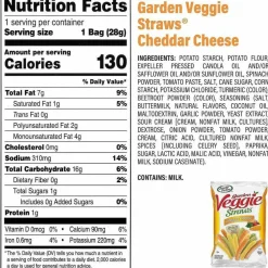 Sensible Portions Veggie Straws, Cheddar Cheese/Sea Salt/Zesty Ranch, 1 oz Bag, 30 Bags/Carton