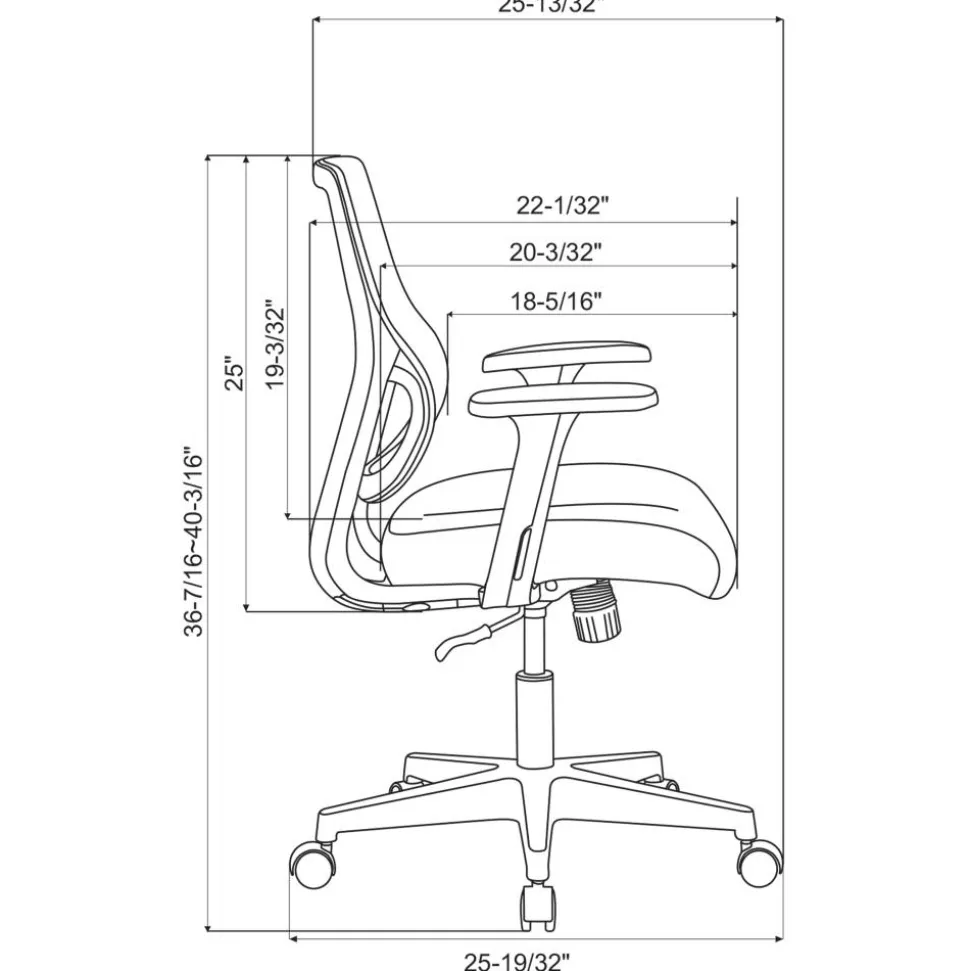 Sensi Mesh/Fabric Low-Back Task Office Chair, Black, BIFMA Compliant