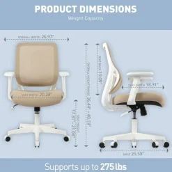 Sensi Mesh/Fabric Low-Back Task Chair, Oatmeal/White, BIFMA Compliant
