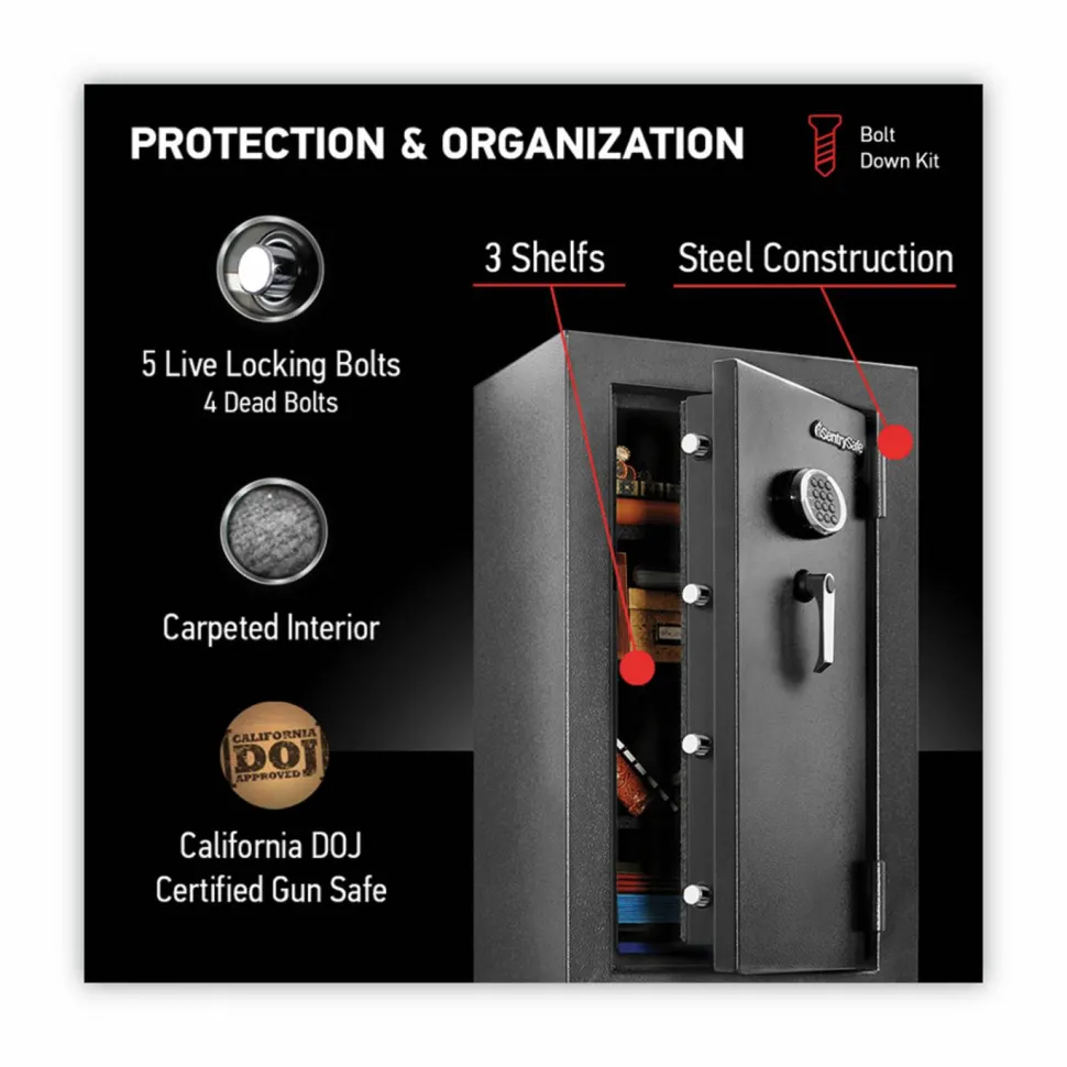 Sentry Safe EF4738E Safe, 4.71 cu ft, 21.7w x 19d x 37.7h, Black