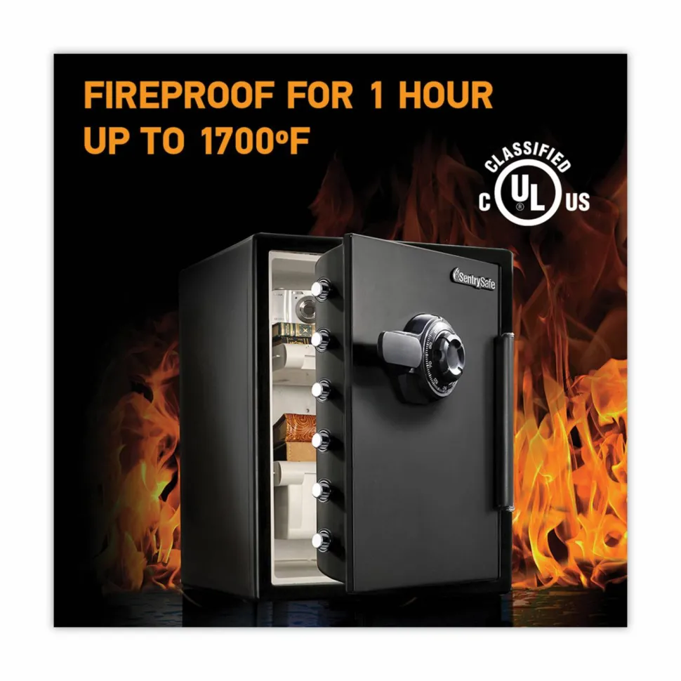 Sentry Safe Fire-Safe with Combination Access, 2 cu ft, 18.6w x 19.3d x 23.8h, Black