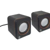2600 Series Speaker System, Small Size, Big Sound, Two Speakers, Stereo, USB power, Output: 2x 3W, 3.5mm plug for sound, In-Line volume control, Cable 0.9m, Black, Three Year Warranty
