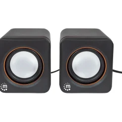 2600 Series Speaker System, Small Size, Big Sound, Two Speakers, Stereo, USB power, Output: 2x 3W, 3.5mm plug for sound, In-Line volume control, Cable 0.9m, Black, Three Year Warranty